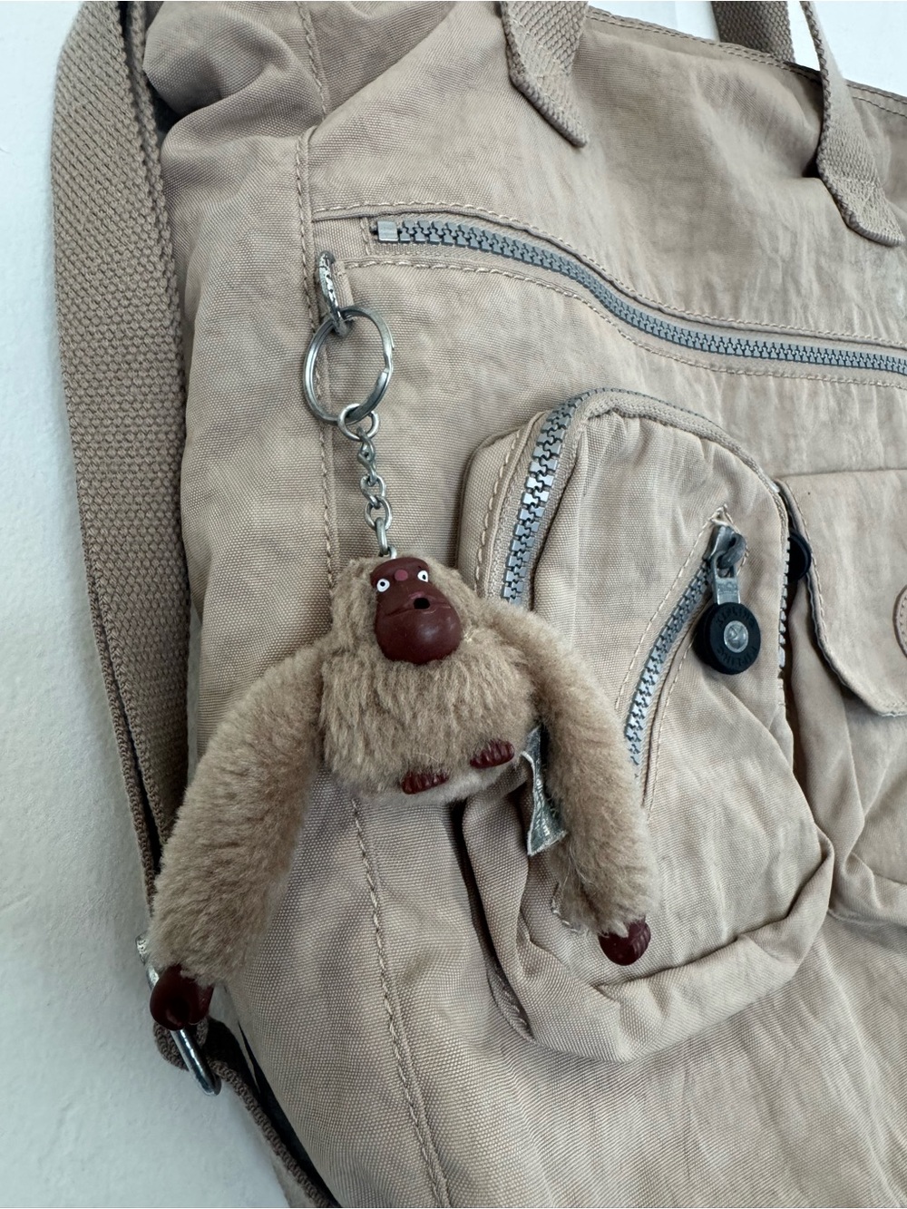 Kipling Joslyn Dune Crossbody Tote Bag Beige Monkey Key Ring - Picture 4 of 16